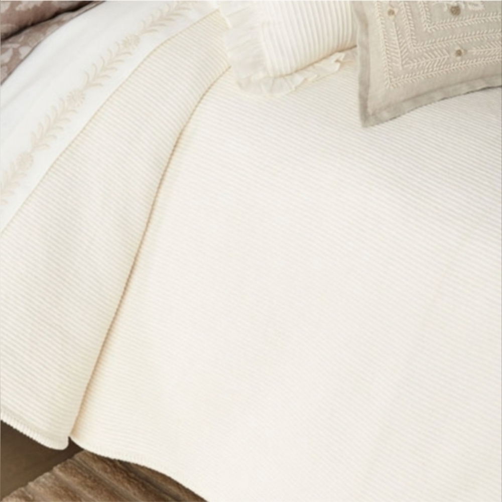 Ralph Lauren Cortana full Queen blanket linen cotton cream
